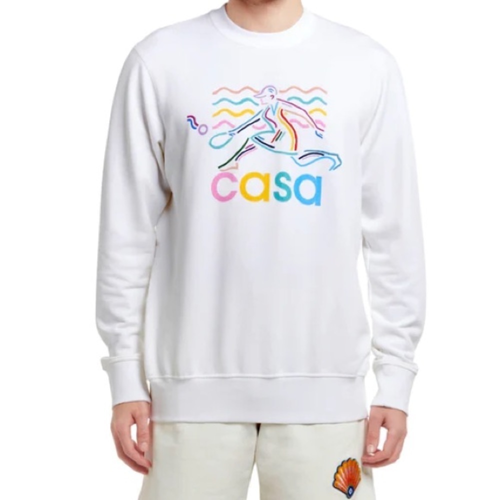 NWT Casablanca Beach Tennis Girl White Crewneck Sweatshirt Top